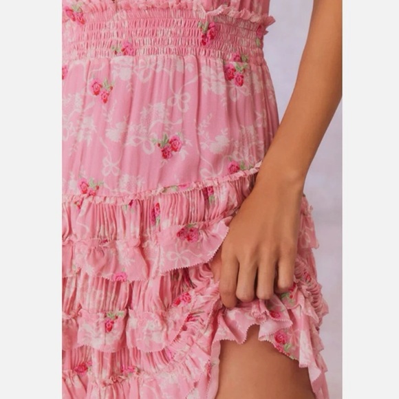 NWT Love Shack Fancy Cherry Pink Quintelle Dress Medium - Picture 4 of 7